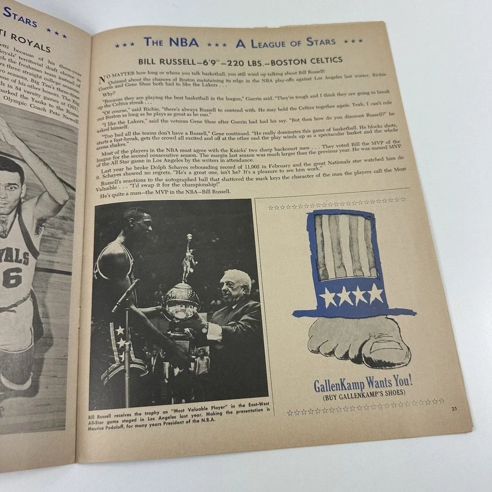 1963-64 NBA Basketball Program Philadelphia 76'ers Los Angeles Lakers Silverwood